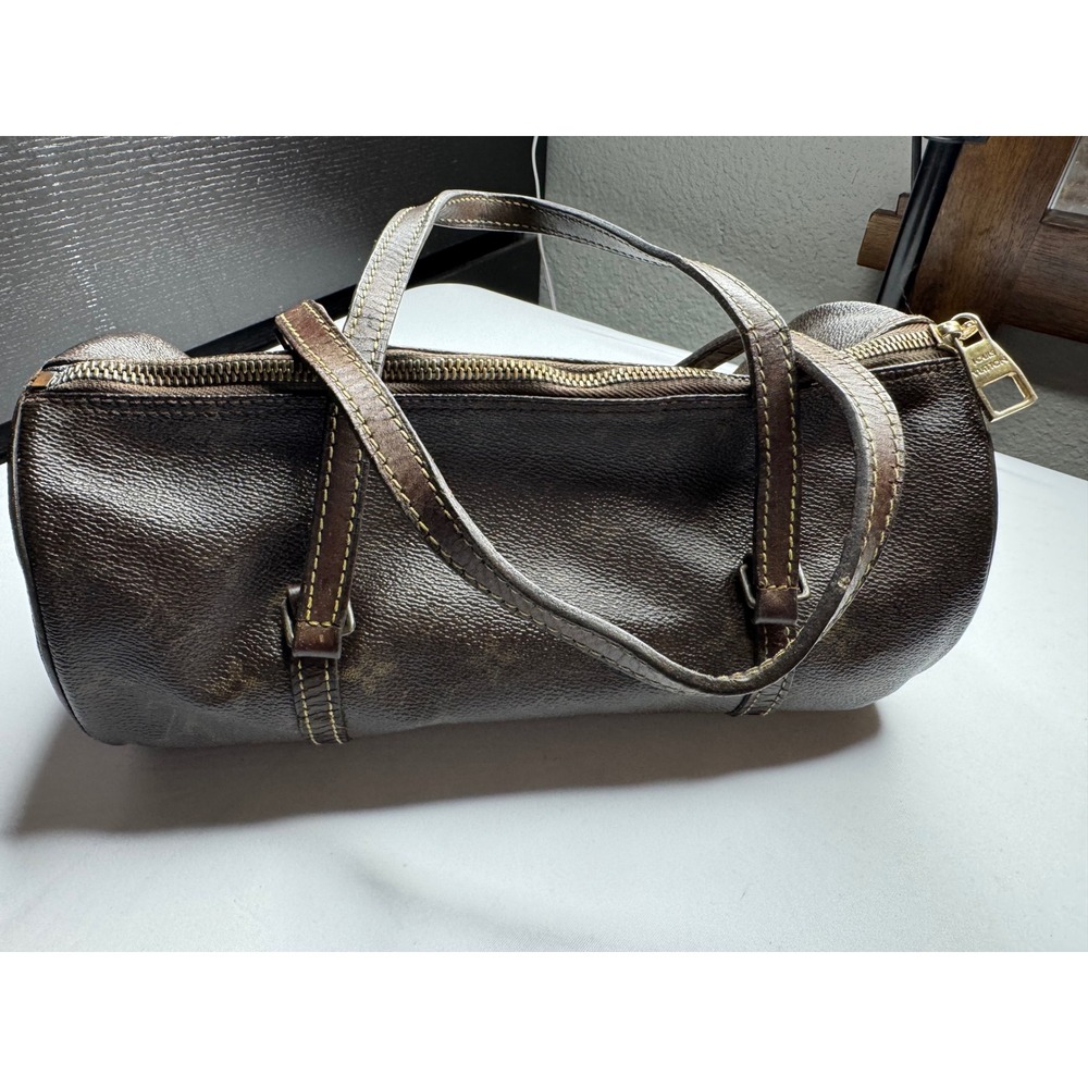Louis Vuitton Papillon 26 Monogram Canvas Barrel Bag Brown Vintage Handbag